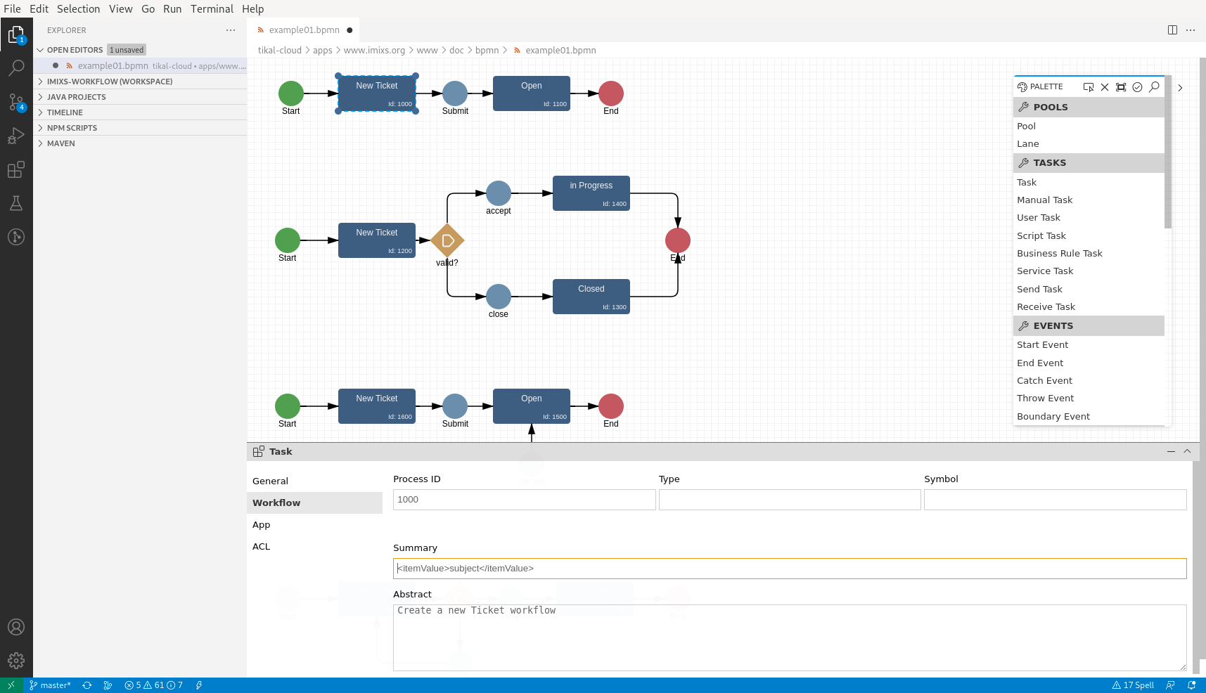 Process Manager Dashboard showing active workflows